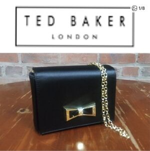 Ted Baker Black Clutch with Gold Chain and Bow